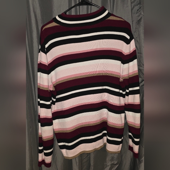 Karen Scott Women's Striped Sweater - Pink, Black, White, Brown - Picture 4 of 8